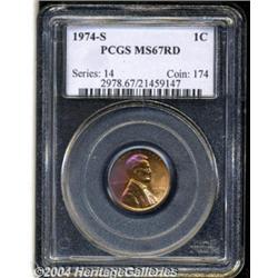 1974-S 1C MS67 Red PCGS. Beautiful, fully
