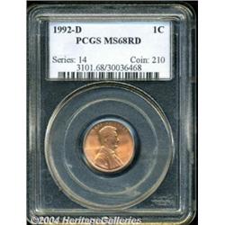 1992-D 1C MS68 Red PCGS. Fully defined with