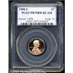 1988-S 1C PR70 Deep Cameo PCGS. Heavily