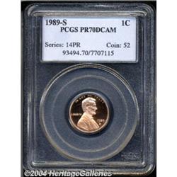 1989-S 1C PR70 Deep Cameo PCGS. Exquisitely