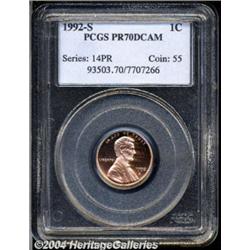 1992-S 1C PR70 Deep Cameo PCGS. Booming luster