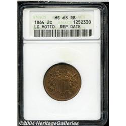 1864 2C Large Motto MS63 Red and Brown ANACS.