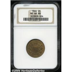 1864 2C Large Motto MS66 Red and Brown NGC.