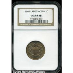 1864 2C Large Motto MS67 Red and Brown NGC.