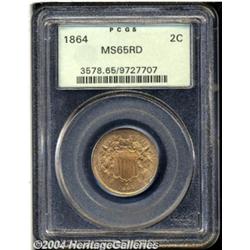 1864 2C Large Motto MS65 Red PCGS. Well struck