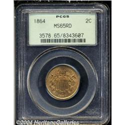 1864 2C Large Motto MS65 Red PCGS. Boldly
