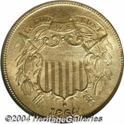 1864 2C Large Motto MS66 Red NGC. KF-L9-RPD,