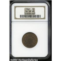 1867 2C MS66 Red and Brown NGC. Well struck