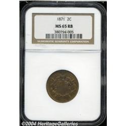 1871 2C MS65 Red and Brown NGC. Well struck