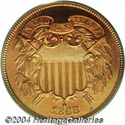 1868 2C PR65 Red Cameo PCGS. Both sides