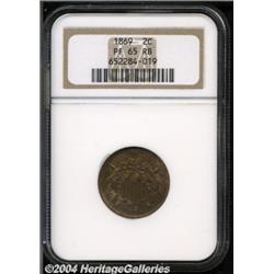 1869 2C PR65 Red and Brown NGC. Bright