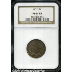 1871 2C PR64 Red and Brown NGC. Peach and