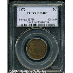 1872 2C PR64 Red and Brown PCGS. Lustrous
