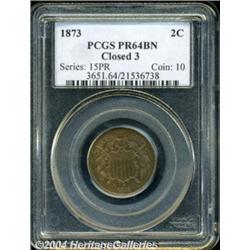 1873 2C Closed 3 PR64 Brown PCGS. A lovely