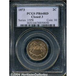 1873 2C Closed 3 PR64 Red PCGS. Fully struck