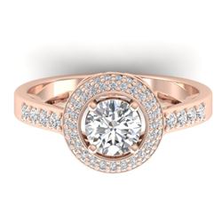 1.45 CTW Certified VS/SI Diamond Art Deco Micro Halo Ring 14K Rose Gold - REF-217X3T - 30487