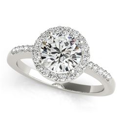 0.50 CTW Certified VS/SI Diamond Solitaire Halo Ring 18K White Gold - REF-69R6K - 26320