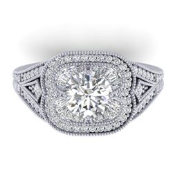 1.95 CTW Certified VS/SI Diamond Art Deco Micro Ring 14K White Gold - REF-421H6W - 30504