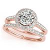 Image 1 : 1.81 CTW Certified VS/SI Diamond 2Pc Wedding Set Solitaire Halo 14K Rose Gold - REF-410M4F - 30790