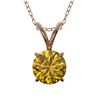 Image 1 : 0.79 CTW Certified Intense Yellow SI Diamond Solitaire Necklace 10K Rose Gold - REF-100M2F - 36749