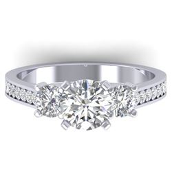 1.75 CTW Certified VS/SI Diamond 3 Stone Ring 14K White Gold - REF-389K8R - 30387