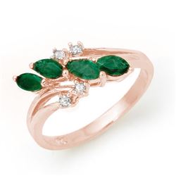 0.40 CTW Emerald & Diamond Ring 18K Rose Gold - REF-38H4W - 13084
