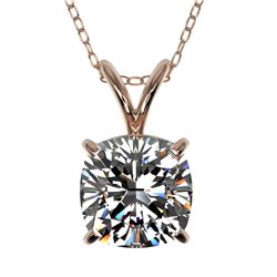 1.25 CTW Certified VS/SI Quality Cushion Cut Diamond Necklace 10K Rose Gold - REF-367W3H - 33218