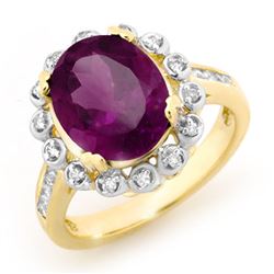 4.33 CTW Amethyst & Diamond Ring 10K Yellow Gold - REF-53F6M - 13443