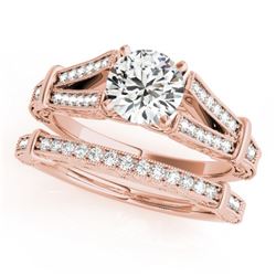 1.41 CTW Certified VS/SI Diamond Solitaire 2Pc Wedding Set Antique 14K Rose Gold - REF-396W8H - 3146