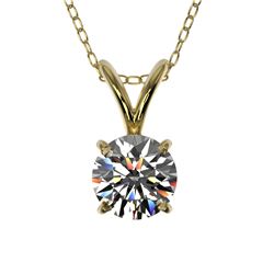 0.53 CTW Certified H-SI/I Quality Diamond Solitaire Necklace 10K Yellow Gold - REF-61X8T - 36722