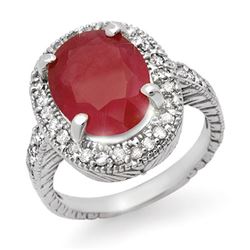 8.0 CTW Ruby & Diamond Ring 14K White Gold - REF-92Y4N - 14185