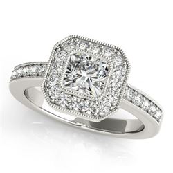0.80 CTW Certified VS/SI Cushion Diamond Solitaire Halo Ring 18K White Gold - REF-161K3R - 27174