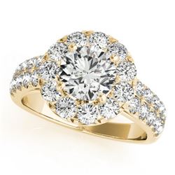 1.52 CTW Certified VS/SI Diamond Solitaire Halo Ring 18K Yellow Gold - REF-179R3K - 26436