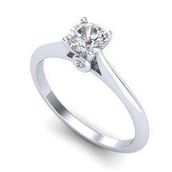0.56 CTW VS/SI Diamond Solitaire Art Deco Ring 18K White Gold - REF-106W8H - 37280