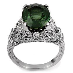 7.10 CTW Green Tourmaline & Diamond Ring 14K White Gold - REF-161M5F - 11408