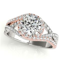 1.25 CTW Certified VS/SI Diamond Solitaire Halo Ring 18K White & Rose Gold - REF-242T4X - 26608