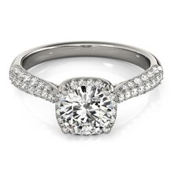 1.5 CTW Certified VS/SI Diamond Solitaire Halo Ring 18K White Gold - REF-389H5W - 26167