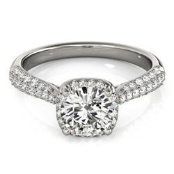 1.5 CTW Certified VS/SI Diamond Solitaire Halo Ring 18K White Gold - REF-389H5W - 26167