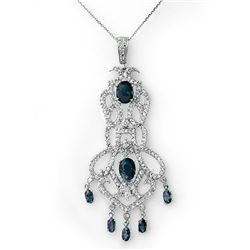 8.15 CTW Blue Sapphire & Diamond Necklace 14K White Gold - REF-260Y2N - 11849