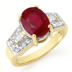 5.55 CTW Ruby & Diamond Ring 10K Yellow Gold - REF-64K2R - 11701