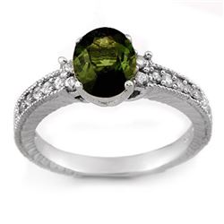 2.17 CTW Green Tourmaline & Diamond Ring 14K White Gold - REF-58W5H - 11442