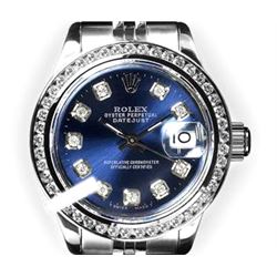 Rolex Men's Stainless Steel, QuickSet, Diamond Dial & Diamond Bezel - REF-441H8W