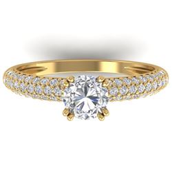 1.4 CTW Certified VS/SI Diamond Solitaire Art Deco Micro Ring 14K Yellow Gold - REF-206N2Y - 30413
