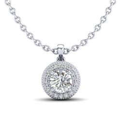 1 CTW VS/SI Diamond Solitaire Art Deco Stud Necklace 18K White Gold - REF-180R2K - 36965