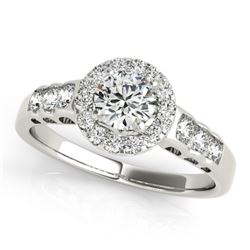 1.3 CTW Certified VS/SI Diamond Solitaire Halo Ring 18K White Gold - REF-219M5F - 26976
