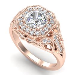 1.75 CTW VS/SI Diamond Solitaire Art Deco Ring 18K Rose Gold - REF-436T4X - 37320