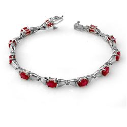 7.11 CTW Ruby & Diamond Bracelet 14K White Gold - REF-82F8M - 14010