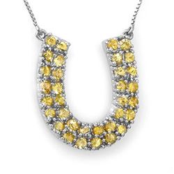 2.0 CTW Yellow Sapphire Necklace 14K White Gold - REF-56W8H - 11710