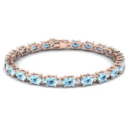 21.2 CTW Aquamarine & VS/SI Certified Diamond Eternity Bracelet 10K Rose Gold - REF-263M6F - 29445