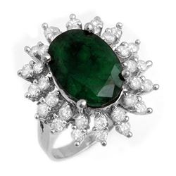 6.45 CTW Emerald & Diamond Ring 18K White Gold - REF-132X9T - 13289